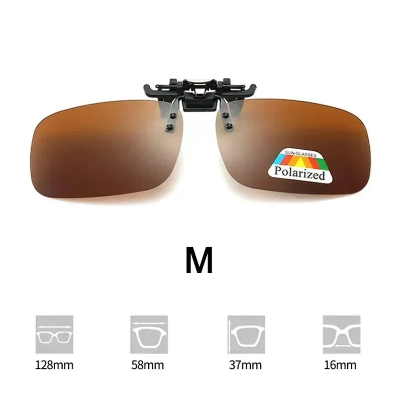 1/2/3PCS Polarized Sunglasses Clip For Driving Night Vision Glasses UV400 Outdoor Sunshade High Definition Sunglasses Clip Oasis Select Brown M x1Pcs