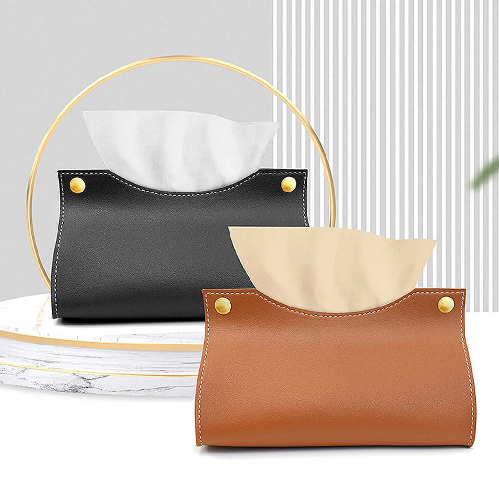Tissue Box Holder Home Living Room Coffee Table Desktop Simple Napkin Box Kitchen Storage Paper Box PU Leather Organizers Oasis Select