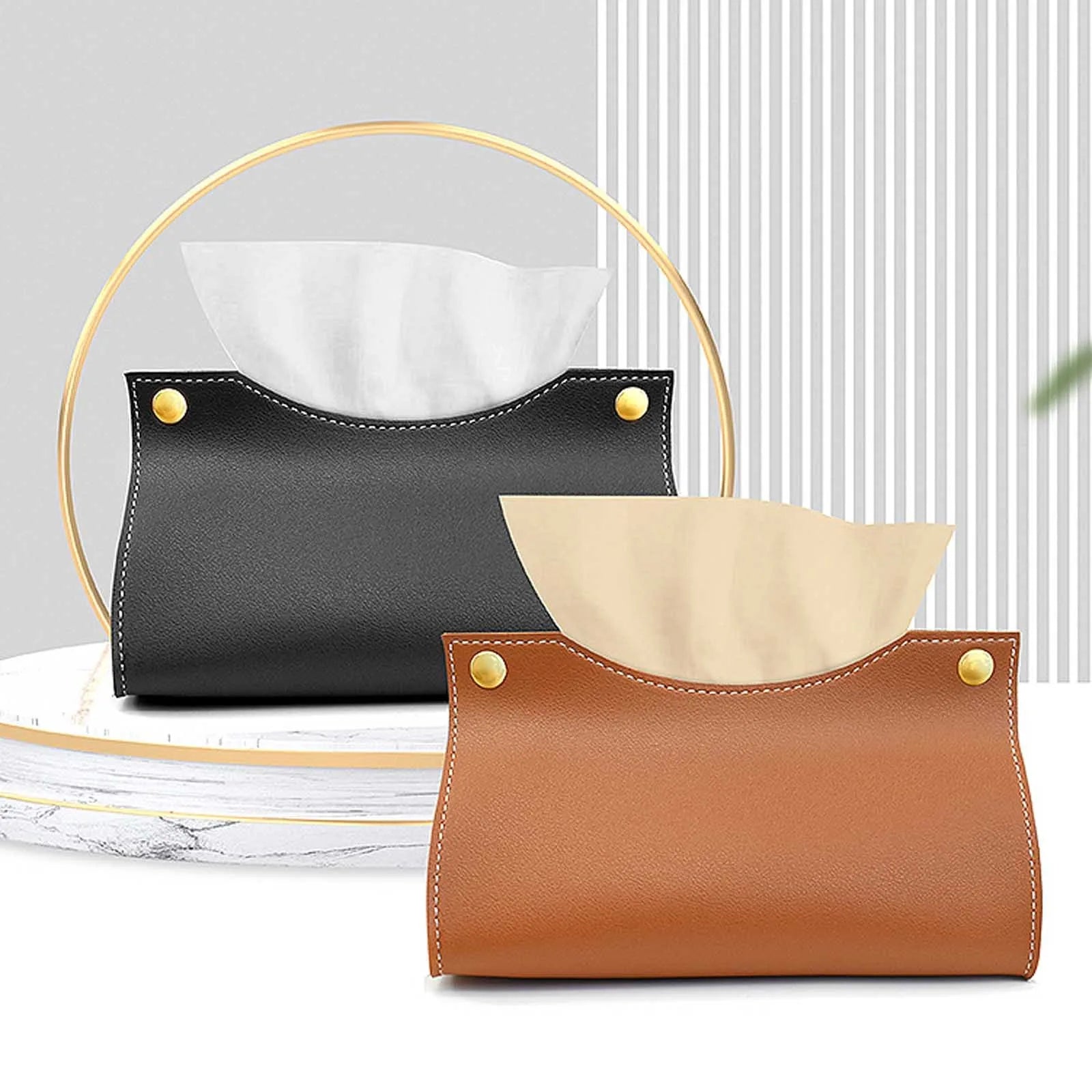 Tissue Box Holder Home Living Room Coffee Table Desktop Simple Napkin Box Kitchen Storage Paper Box PU Leather Organizers Oasis Select