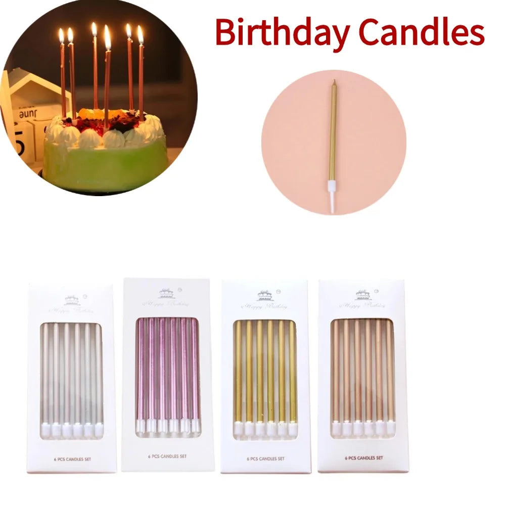 Gold & Silver Birthday Cake Candles – 6-Pack Cupcake Toppers Birthday Cake Candles Oasis Select