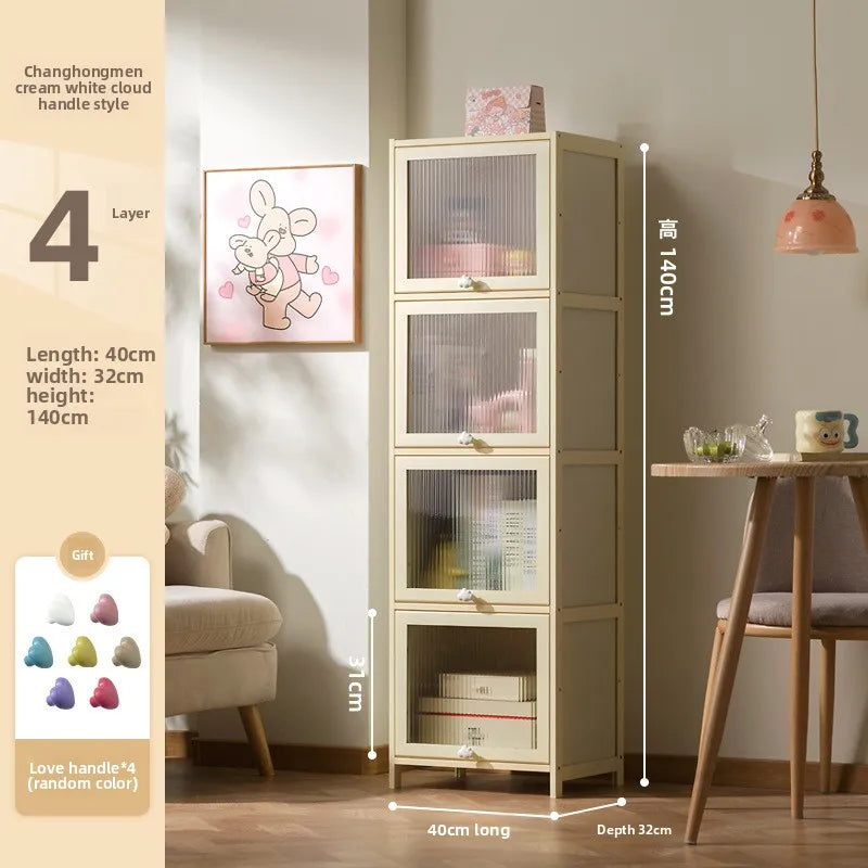 clamshell storage cabinet household living room multi-layer snacks dopamine chest bedroom bedside table storage cabinet Oasis Select Four doors 40 long