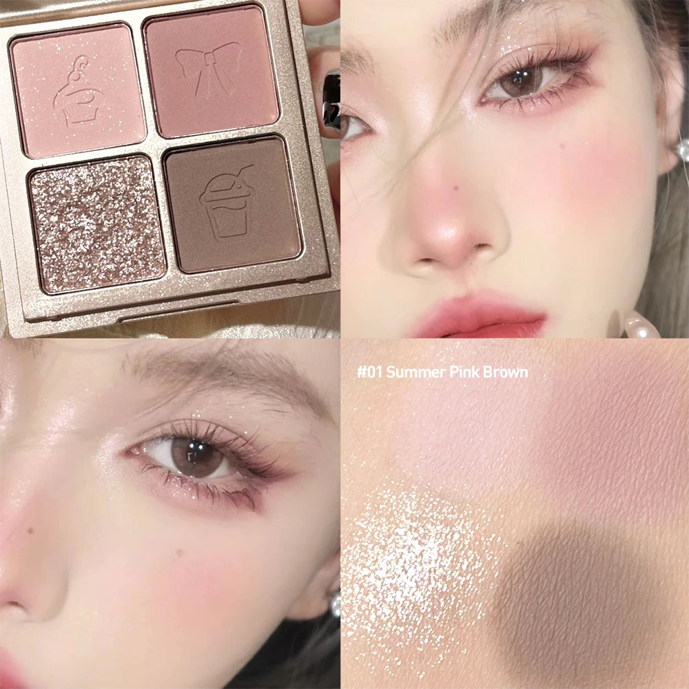Art Value 4-Color Glitter & Nude Eyeshadow Palette | Long Lasting