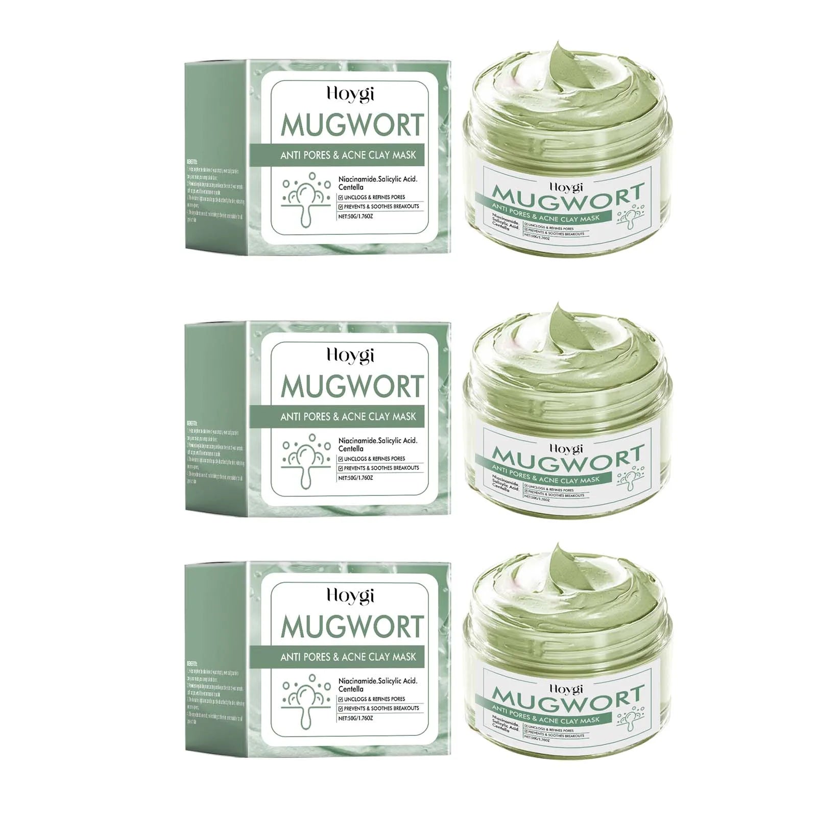 Hoygi Clay Mud Mask – Acne, Pores & Blackhead Remover Clay Mud Face Mask Oasis Select 3 x 50g Boxed