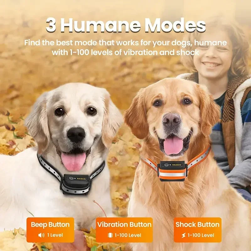 Pet Training Collar Dog Bark Control Stop Shock Collar Rechargeable Waterproof Electric Shock 1000m Remote Dog Training Tools Oasis Select