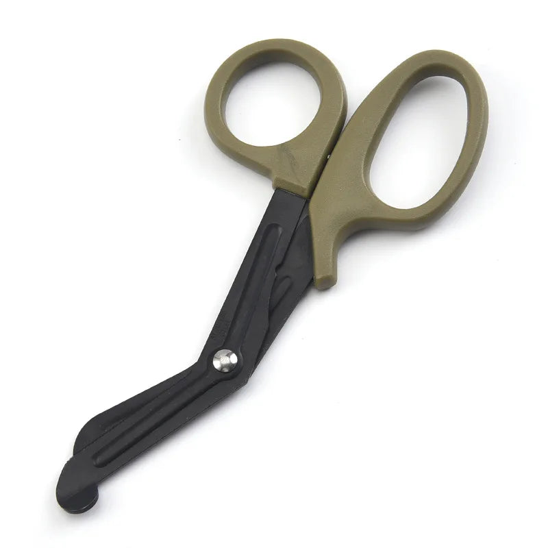 1PC Stainless Steel 15cm Multifunctional Gauze Scissors Bandages Canvas Scissor Portable Accessories Small Scissors for Home Use Oasis Select Army Green