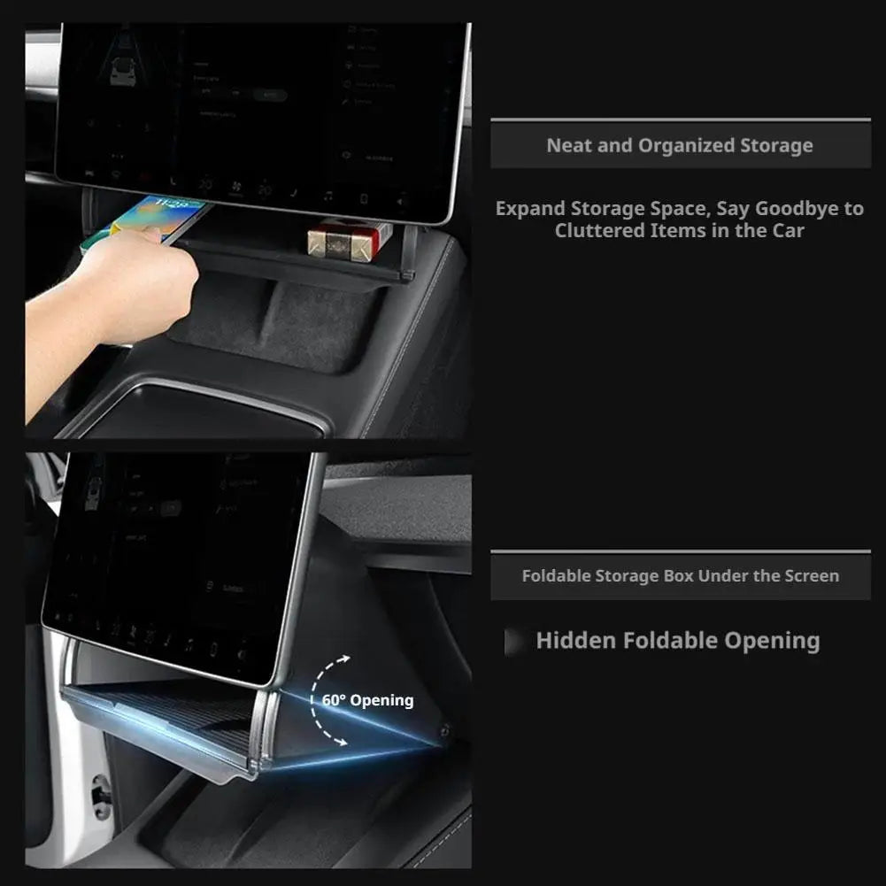 For Tesla Model 3 Y Screen Behind Storage Box Hidden Organizer Tray Refreshed Model Dashboard Interior Accessories Oasis Select