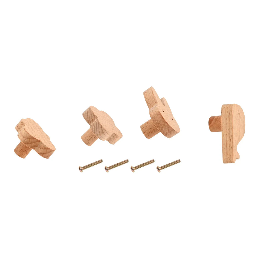 Cute Animal Wood Furniture Handles for Kitchen Cupboard Cabinets Dressers Wardrobe Handle Wooden Drawers Door Knobs with Screw Oasis Select