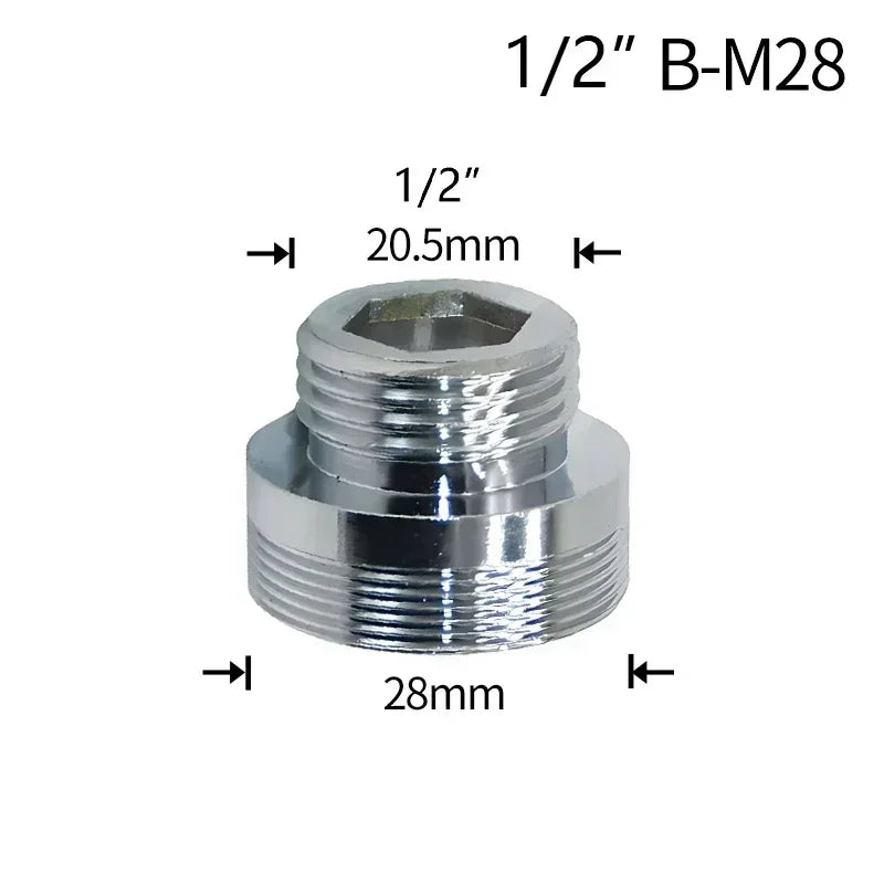 Water Faucet Coupler 1/2 To M16 M18 M20 M22 M24 M28 M32 Thread Connector Conversion Tap Adapter Fitting Bubbler Kitchen Bathroom Oasis Select B-M28
