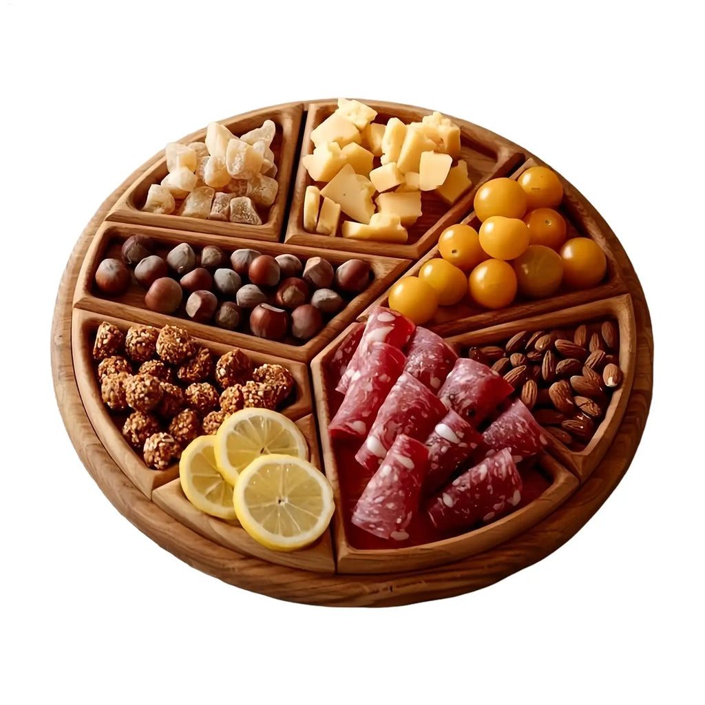 Trays for Serving Food Large Serving Tray with 8 Removable Compartments Wooden Platter Charcuterie Board for Snack Fruit Dessert Oasis Select