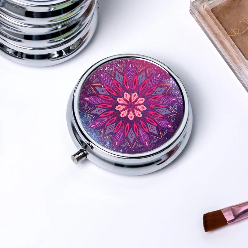 Circular Storage with 3 Compartments Single Compartment Metal Small Medicine Box Jewelry Box Foldable Portable Mini Medicine Box Oasis Select 536Y20