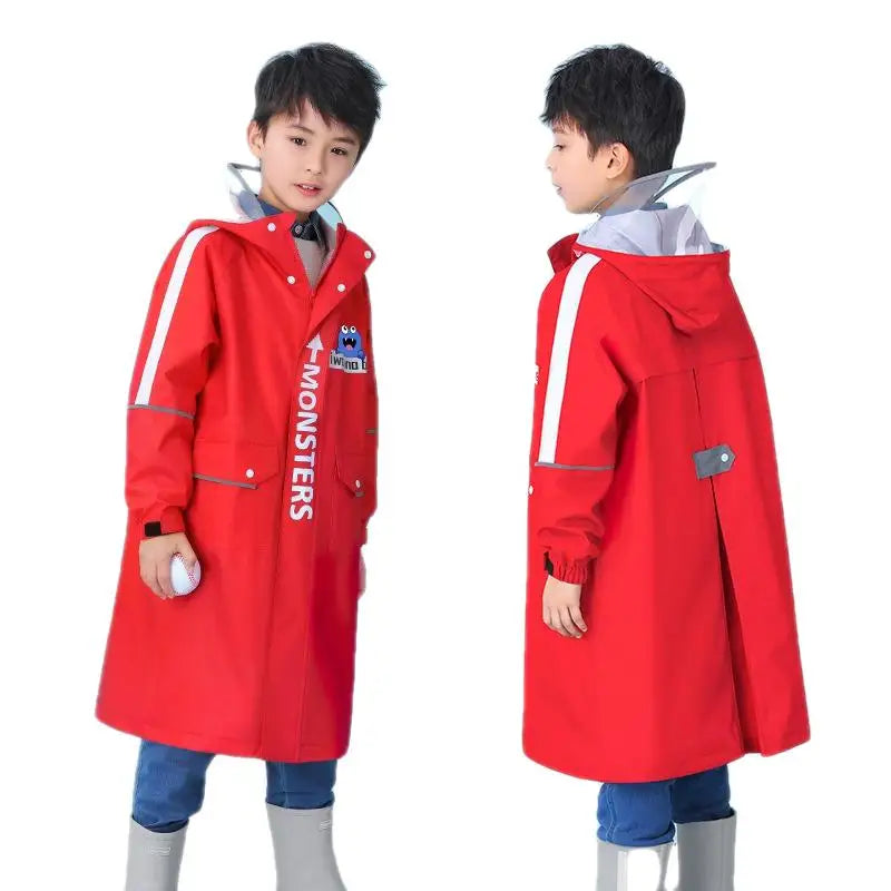 Childrens Raincoat Full Waterproof Skin Friendly Thickened Fabric Raincoat with Schoolbag for Middle and Primary School Students Oasis Select Red Raincoat XXXL