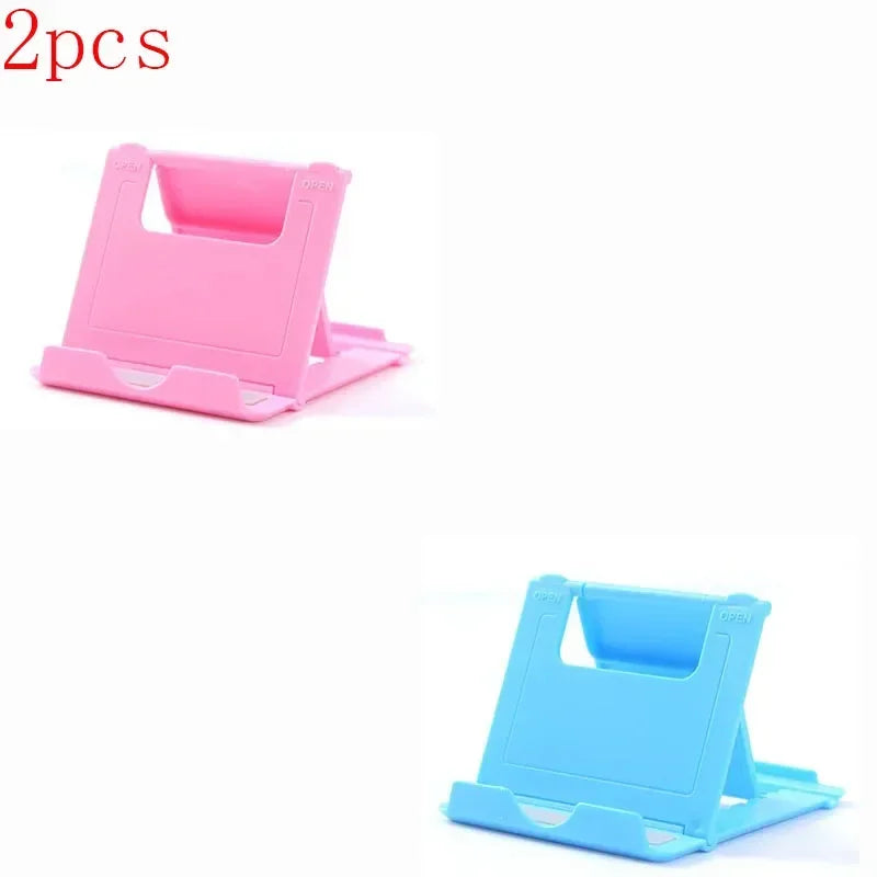 1/2/3Pcs Phone Desk Stand For Mobile Phone Tripod For iPhone Xsmax 12 13 Pro Huawei Xiaomi Mi 9 Plastic Foldable Desk Holder Oasis Select Sky Blue-Pink