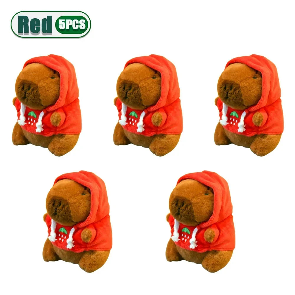Cute Capybara Plush Pendant Water Dolphin Plush Toy Keychain Bag Charm Pendant Kids Birthday Gift Holiday Party Favor Accessorie Oasis Select Red-5PCS