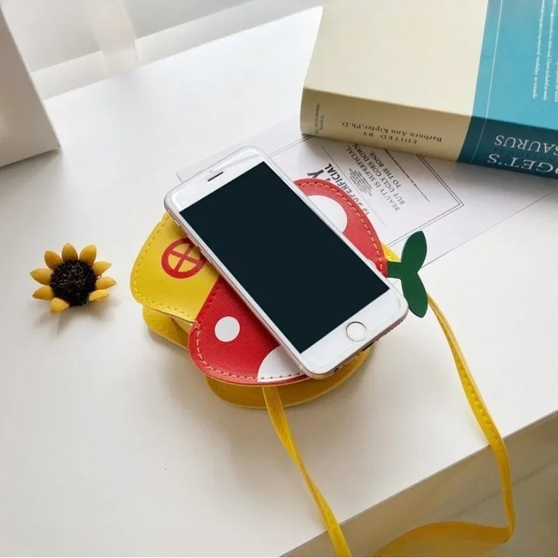 1-8PCS Cartoon Kids Bag Crossbody Sling Bag for Girls Mushroom Design Shoulder Purse Childrens Wallet Casual Korean Style Tote Oasis Select