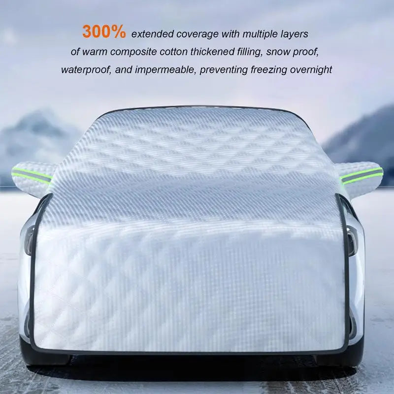 Car Snow Cover Lengthened Sun-Proof Snow Cover Dustproof Frost Guard with Reflective Strip for All Seasons Multifunction Cover Oasis Select