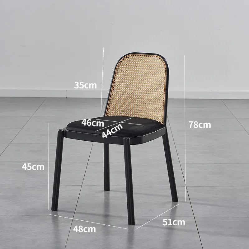 Multi-functional Backrest Chair Balcony Rattan Chair Household Dining Chair Outdoor Chair Homestay Leisure Chair Durable Oasis Select Black B