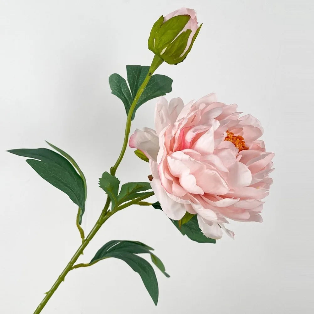 Silk Peony Artificial Flower Branch 68cm | 2 Heads Real Touch