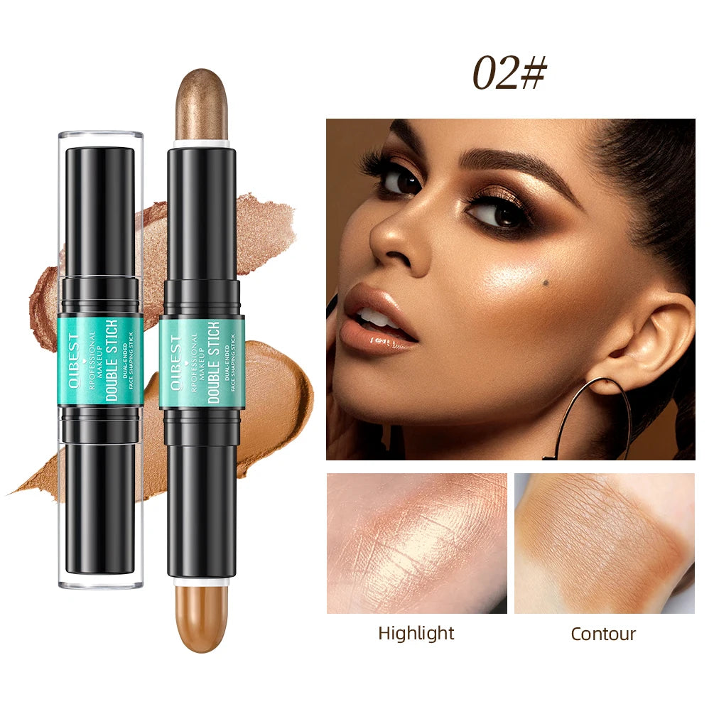 QIBEST 2-in-1 Highlight & Contour Stick | Cream Bronzer Blush