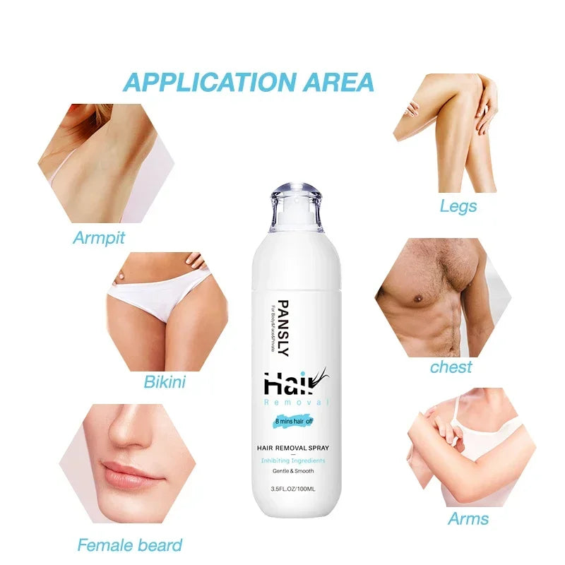 PANSLY 2-in-1 Painless Hair Removal Spray – Pubic & Bikini Hair Removal Spray Oasis Select