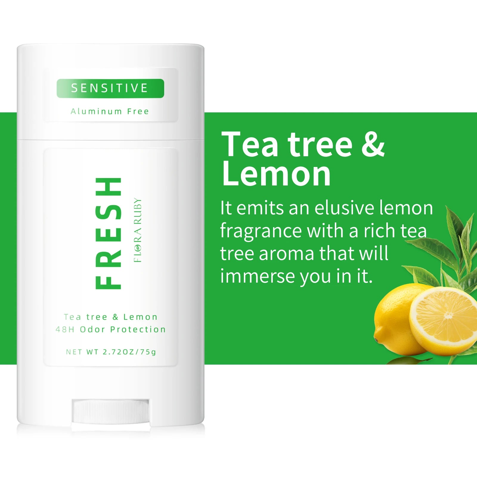 Deodorant Contains Naturally Derived Ingredients, 72 Hour Odor Control | Deodorant for Women Men, Aluminum Free, Coconut Oil 75g Oasis Select Tea Tree
