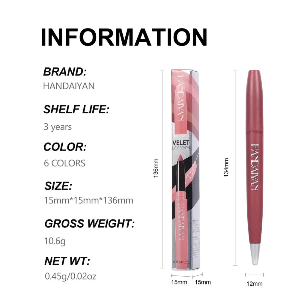 Handaiyan 6-Color Matte Lip Liner Set – Waterproof & Long-Lasting Lip Liner Set Oasis Select