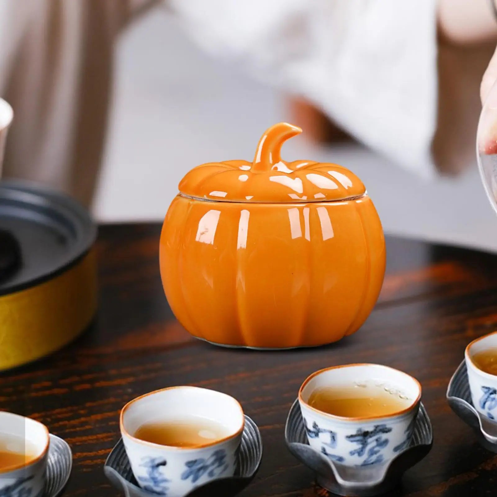 Pumpkin Jar Cookie Jar Pumpkin Ceramic Figurine Thanksgiving Fall Home Decor Harvest Food Canisters for Party Bedroom Living Oasis Select