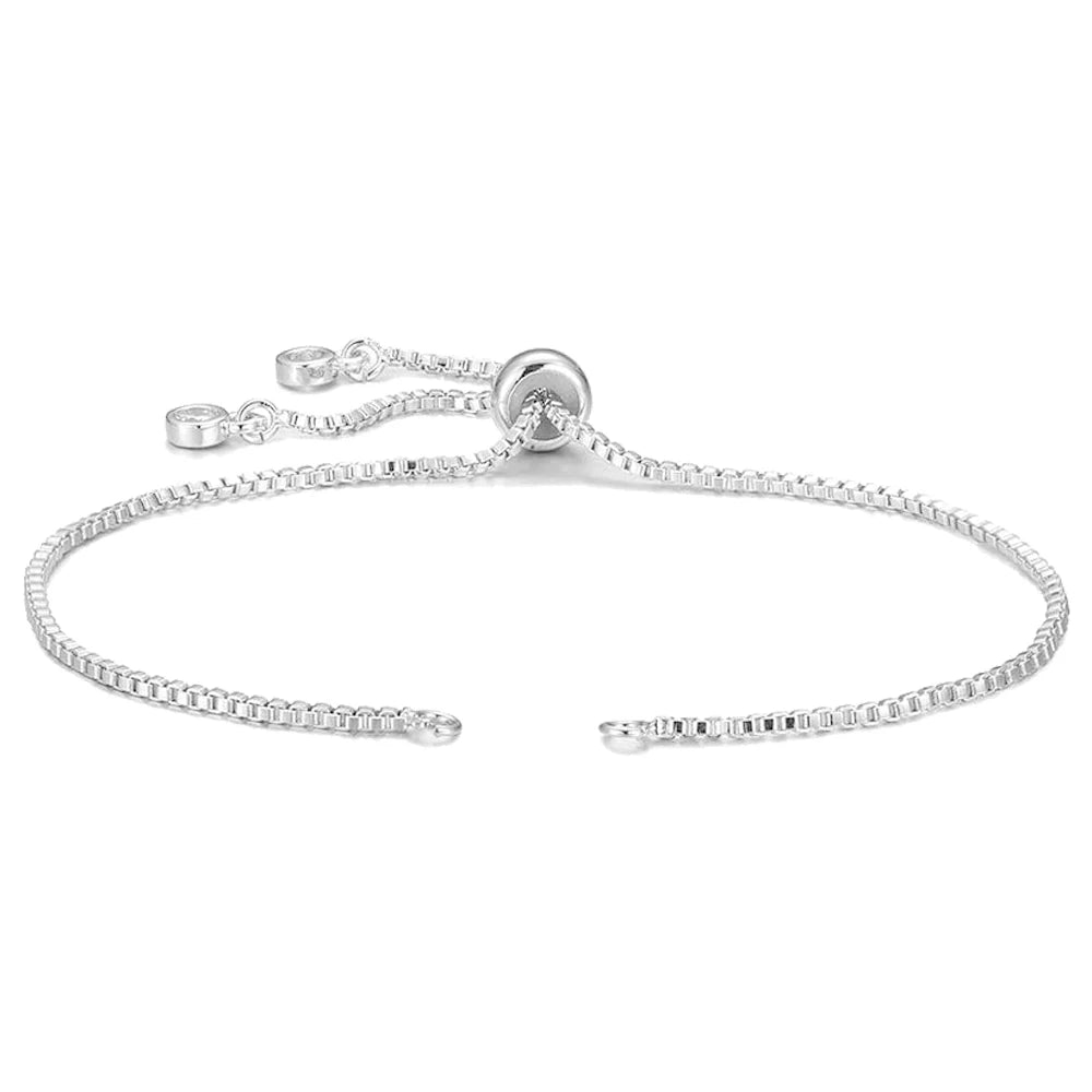 5pcs 18K Gold Brass Adjustable Slider Bracelet Chain for DIY Jewelry Making Findings Extender Chains with Rhinestones End Woman Oasis Select Silver
