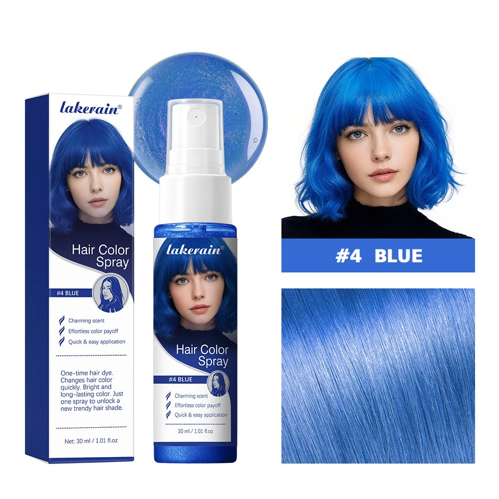 8 Colors Temporary Hair Color Spray One-Time Disposable Hair Dye Washable DIY Hair Styling Liquid Spray for Party Cosplay Hallow Oasis Select 4blue