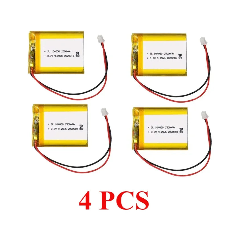 Rechargeable 104050 3.7V Large Capacity 2500mAh Li-Po Battery Lithium Polymer Lipo Cells for GPS MP3 4 5 Driving Recorder Camera Oasis Select 4 PCS