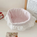 Cotton Fabric Storage Basket | Polka Dot Lace Ruffle Organizer