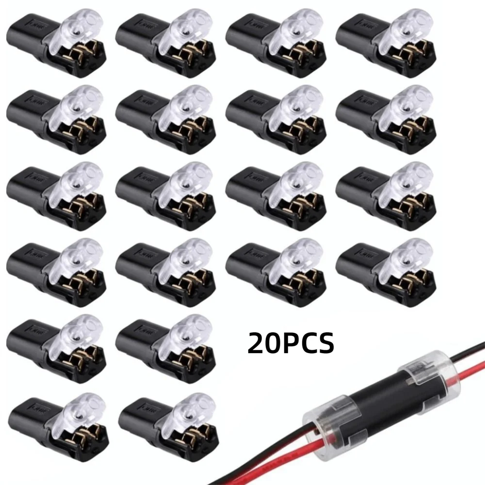 2-Pin No-Strip Spring Wire Connector | Crimp Terminal Block 20pk