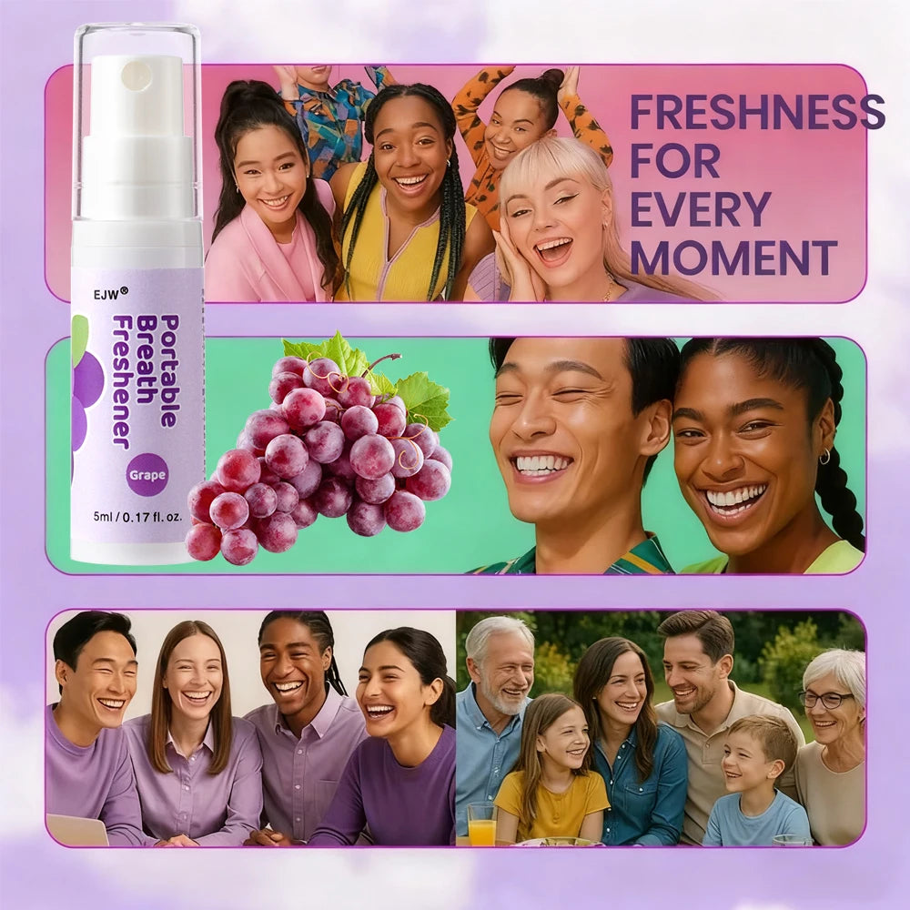 EJW Probiotic Oral Spray, Mint & Peach & Grape Flavor Combo, Breath Spray with Prebiotics , Long-Lasting Freshness Oasis Select