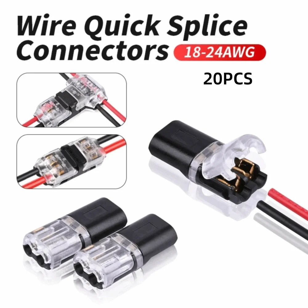 2-Pin No-Strip Spring Wire Connector | Crimp Terminal Block 20pk