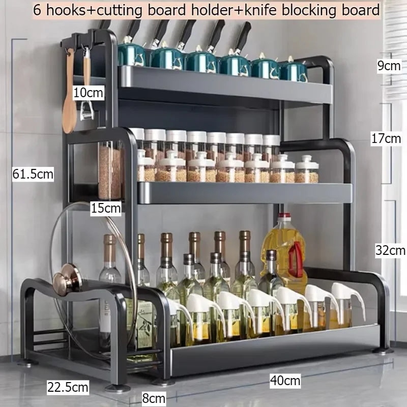 Multi-functional Household Cutting Board Seasoning Storage Rack