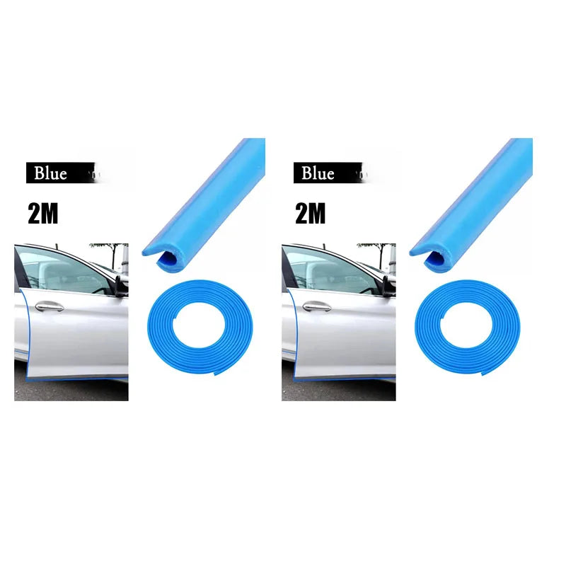 1/2/3pcs Door Anti-Collision Strip Car Door Border Scratching Anti-Collision Hood Protection Strip Door For General Purpose Oasis Select 2pcs Blue-2m