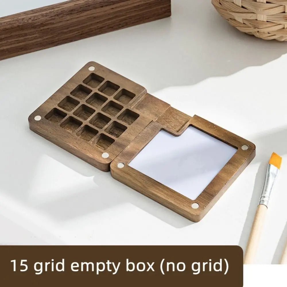 Magnetic Empty Wooden Art Supplies Portable Watercolor Painting Tray Palette Paint Box Painting Tool Oasis Select