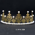 1Pc Pearl Crown Half Crown Cake Decoration Crown Flower Ornaments Children's Hair Ornaments Korean Iron Sheet Pearl Crown Oasis Select Gold