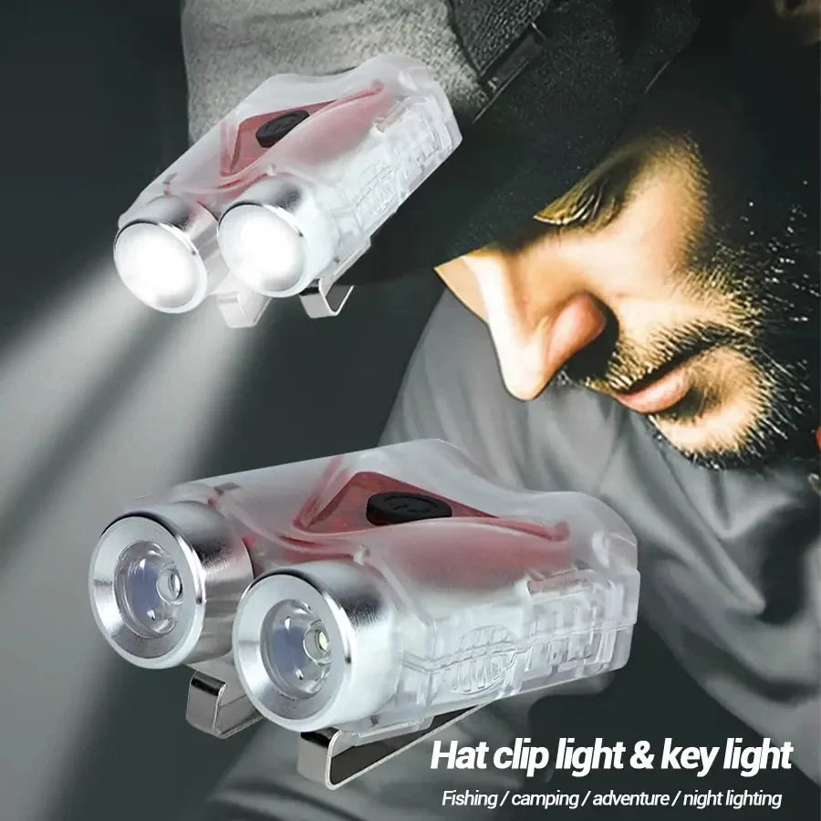 Multifunctionnal Hat Clip Waterproof Headlamp Camping Lamp Rechargeable Headlamp With Keychain Night Running Fishing Camping Oasis Select