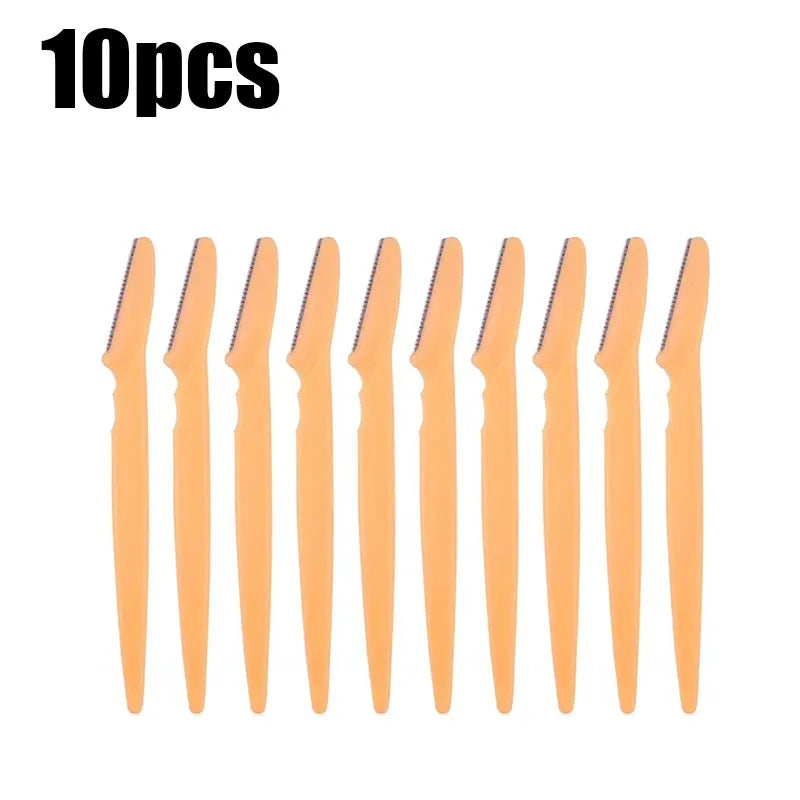 5/10Pcs Eyebrow Trimmer Makeup Tools Safe Eye Brow Razor Face Body Hair Removal Shaver Blades Woman Eyebrows Shaping Knife Oasis Select 10pcs Yellow