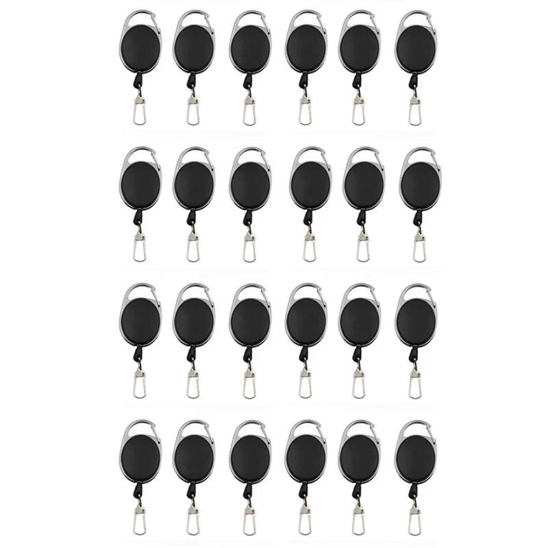 3-24pcs Retractable Keychain Badge Scroll ID Badge Holder Card Holder Backpack Lanyard Hiking Buckle Key Ring Retractable Tool Oasis Select 24pcs