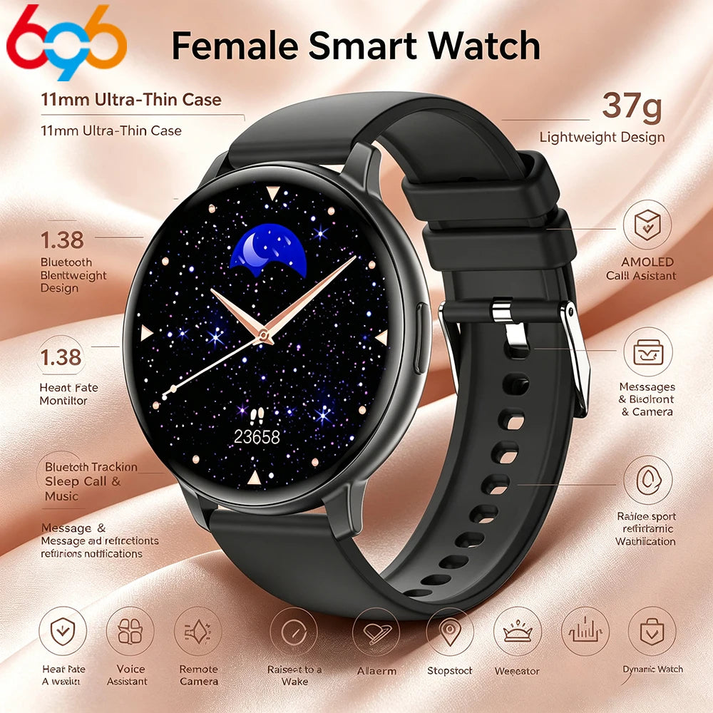 BT Call Smart Watch Women Sport Fitness Tracker Custom Dial Watches Heart Rate Waterproof Smartwatch Men Lady 1.38inch HD Screen Oasis Select