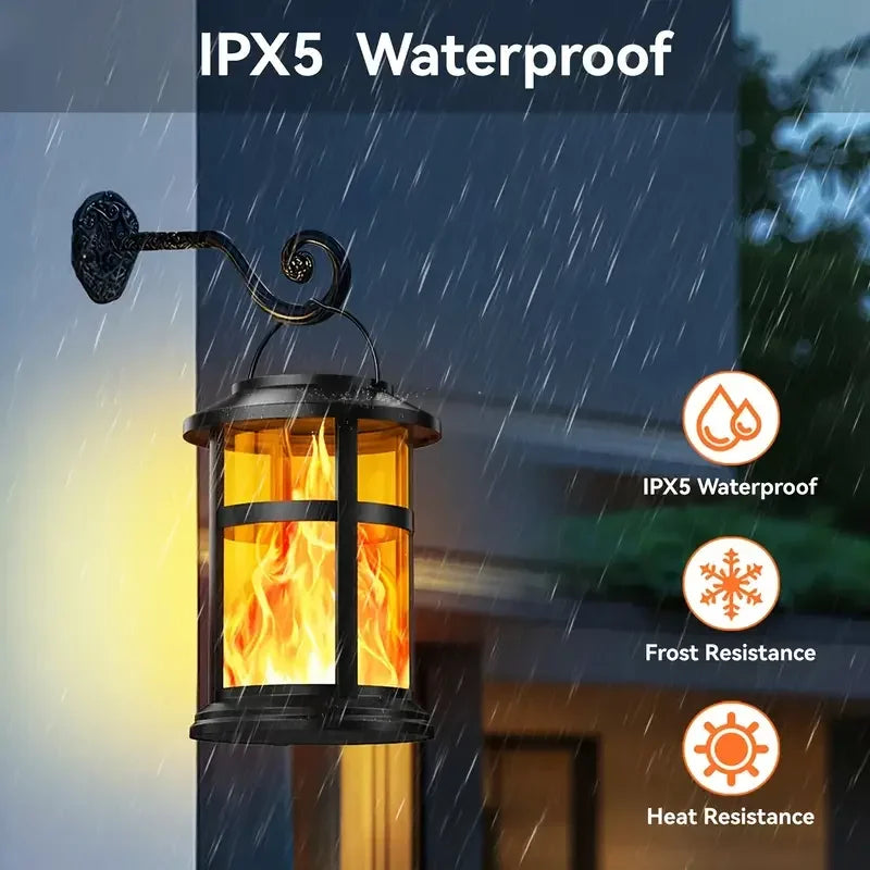 Solar Flickering Flame LED Lantern | Outdoor Hanging Garden Light