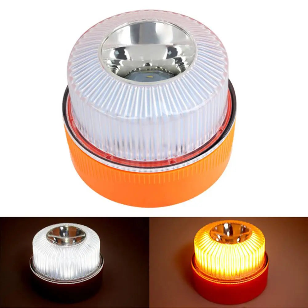 V16 Flashing Light LED White Emergency Light Yellow Car Warning Light Traffic Flash with Battery Bottom Strong Magnetic Oasis Select