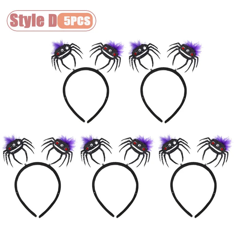 1-10PCS Witch Hat Spider Headband Halloween Party Favor Costume Masquerade Funny Hair Accessory for Women Adult Cosplay Oasis Select Style D-5PCS