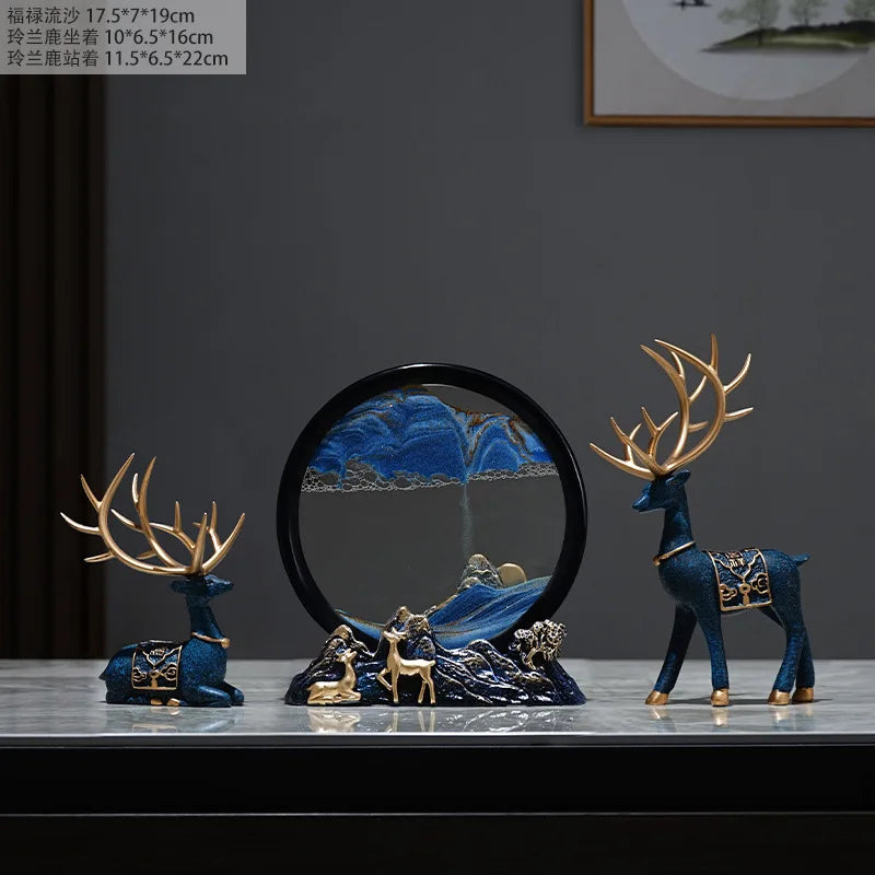 Quicksand Painting Creative Hourglass New Chinese Light Luxury Decoration TV Cabinet Living Room Wine Cabinet Decoration Oasis Select F