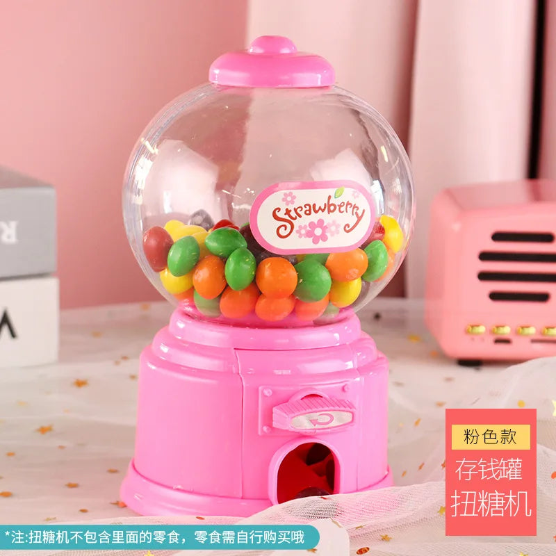 Plastic Candy Machine Cute Candy Dispenser Portable Bank Deposit Box Sweets Machine Nice Gift for Children Home Decor Oasis Select miudanji-pink