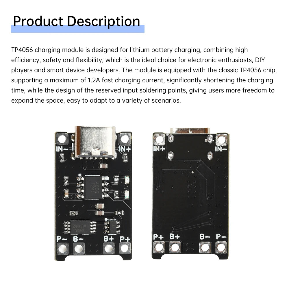 DC 4-8V 1.2A TP4056 Lithium Battery Charger Module Charging Board With Protection 18650 Charger Module Oasis Select Default Title