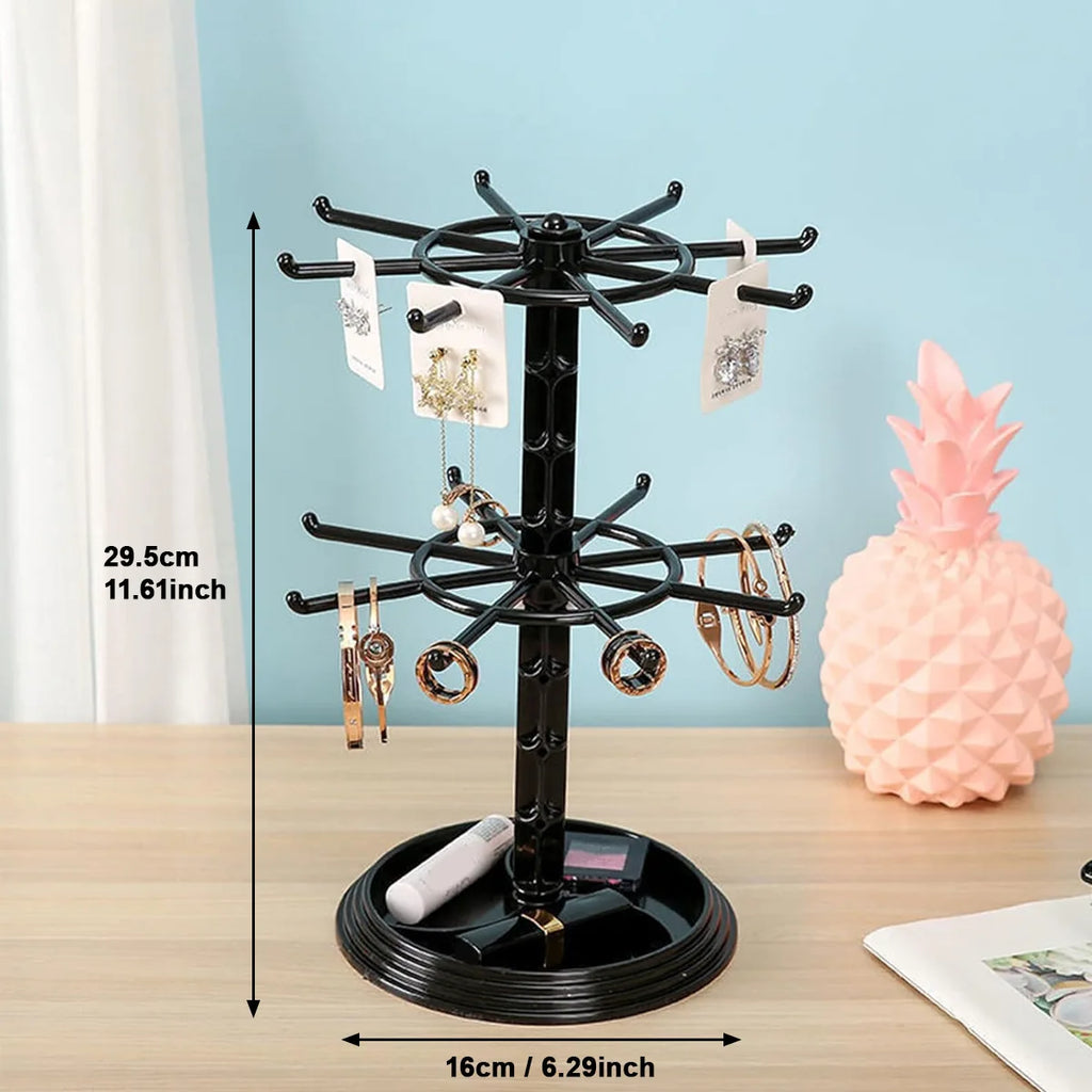 1pc, Multi layer rotating jewelry rack, necklace display rack, jewelry storage rack, bracelet hanging rack Oasis Select Black-2 layer