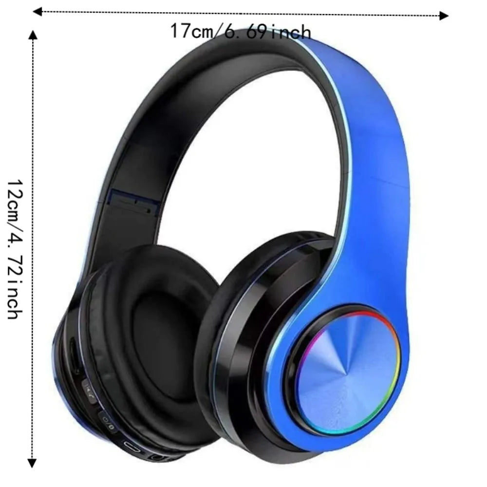 RGB Lighting Bluetooth Headphones Stereo Sound With Microphone Over Ear Headphones HIFI Audio With Mic Wireless Headphones Oasis Select