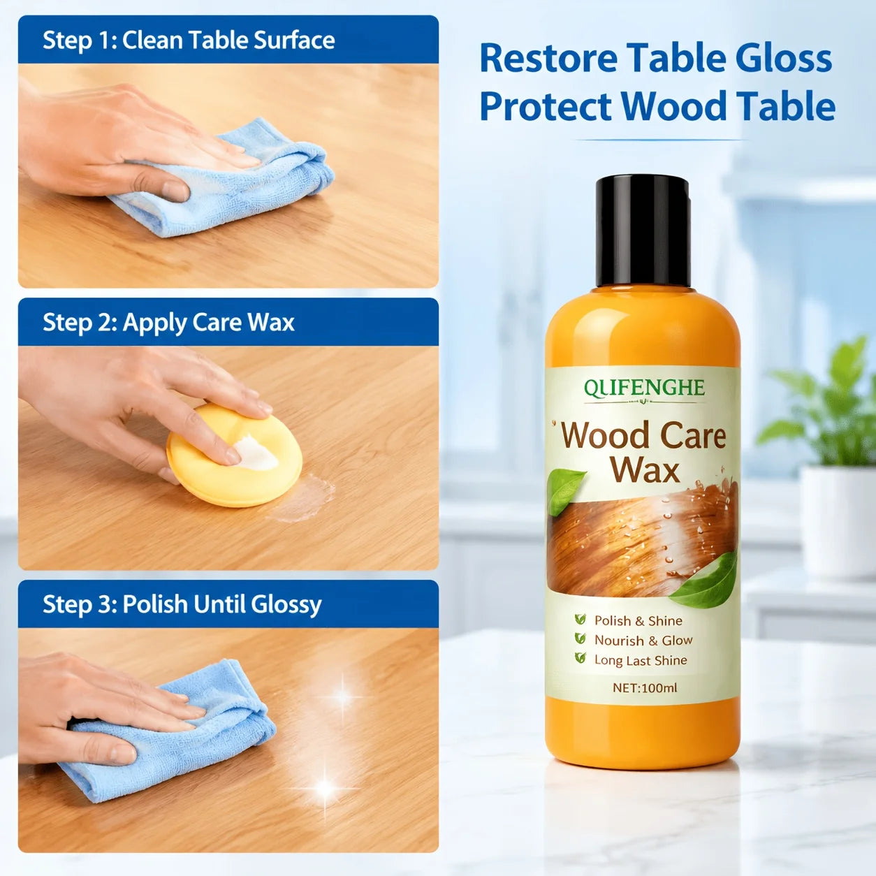 3.38oz Professional Wood Floor Wax And Polish - One Step Solution for Brightening Protecting And Restoring Shine for All Wooden Oasis Select